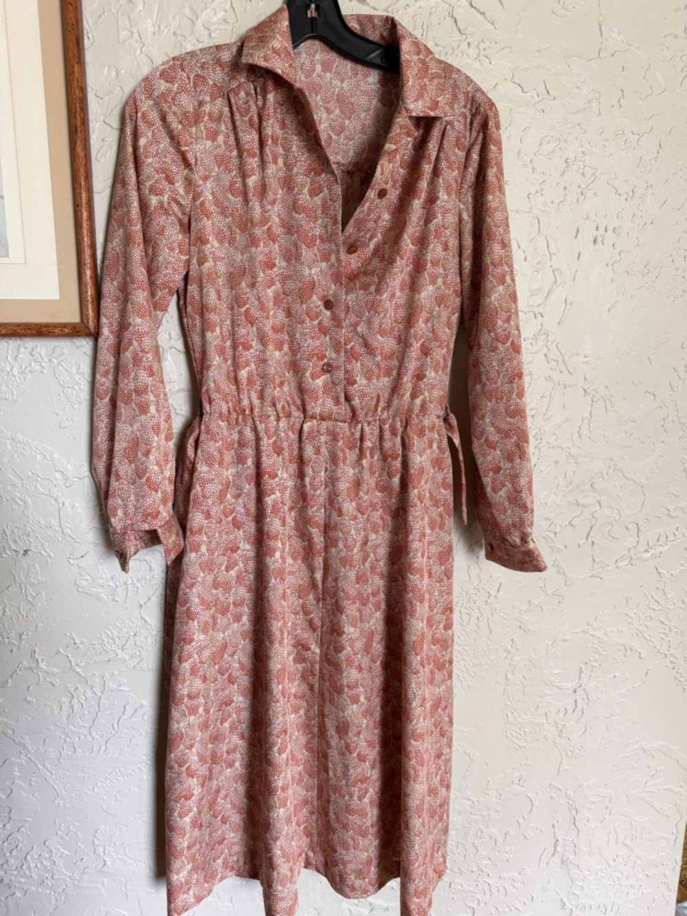 Women's Rust Printed Long-Sleeve Shirt Dress